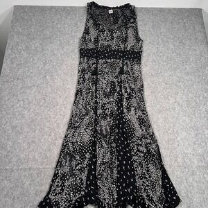 Bila Black White Floral Sleeveless Handkerchief Maxi Dress Women's Size‎ Large